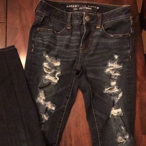 Ripped dark wash American Eagle jeans